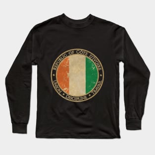 Vintage Republic of Cote d Ivoire Ivory Coast Africa African Flag Long Sleeve T-Shirt